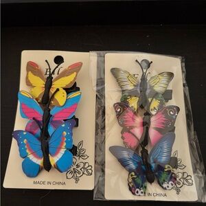 Butterfly Hair Clips Set - Multicolor Floral Wings